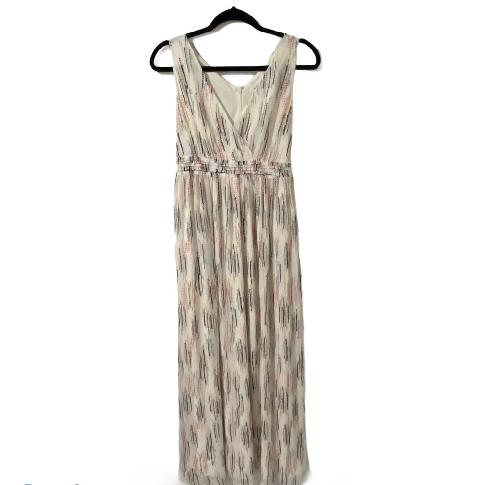 Motherhood Maternity Cream & Pink Maxi Dress Small